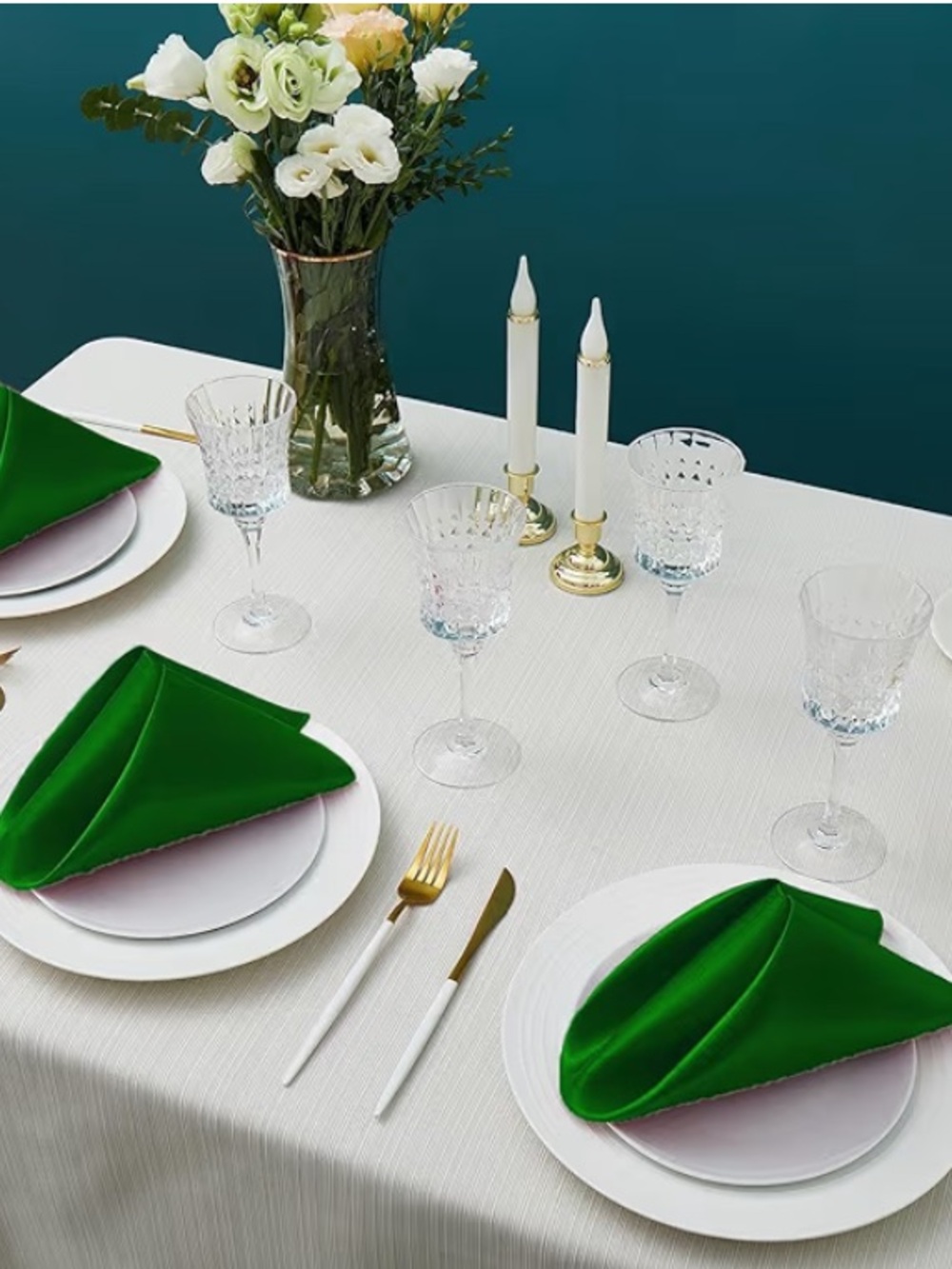 Bundle Green Satin dinner napkins. (30)